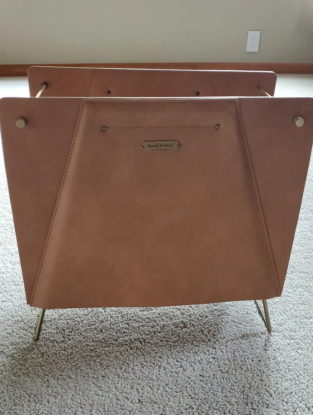 Magnolia Hearth and Hand Faux Leather and Gold Hanging File Folder Holder